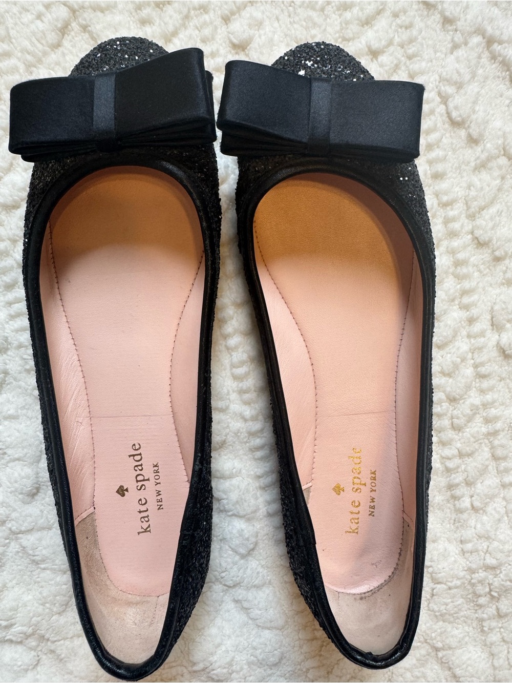 kate spade Black Glitter Bow Ballet Flats size 7.5